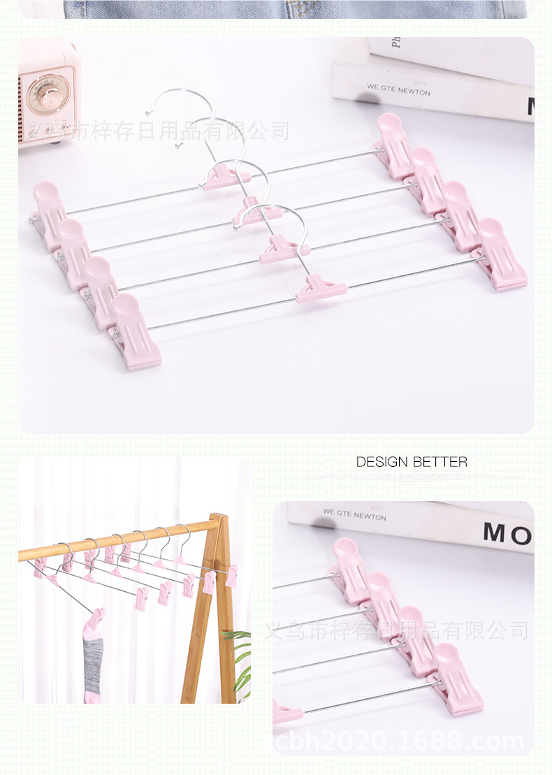 不锈钢衣架家用裙子收纳文胸架防滑斧头夹子可伸缩轻便无痕展示架详情9