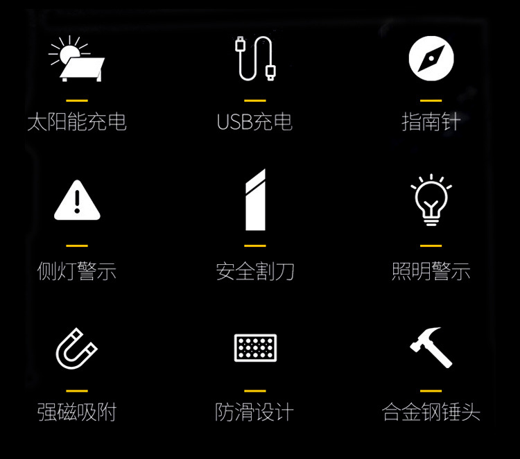 Cross-border new outdoor multi-functional cob camping lamp, auto repair work light, strong light safety hammer, magnetic flashlight pic 2