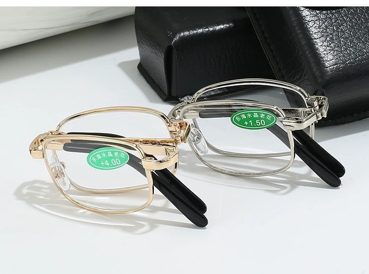 Donghai crystal Glass folding reading glasses, high-definition anti-blue light and anti-fatigue portable reading glasses for men and women pic 2