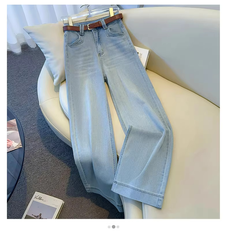 天丝夏季薄款高腰直筒阔腿裤牛仔裤女九分直筒裤子女宽松新款3301详情4