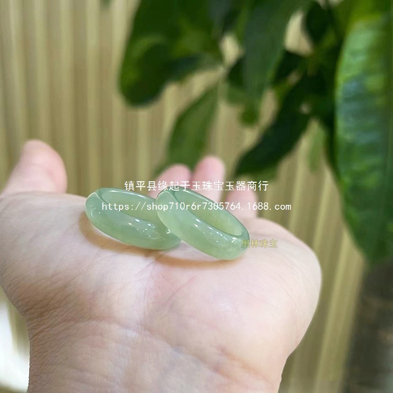 青白玉晴水指环天然老料和田玉素戒冰种玉石扳指女简约古风礼详情3