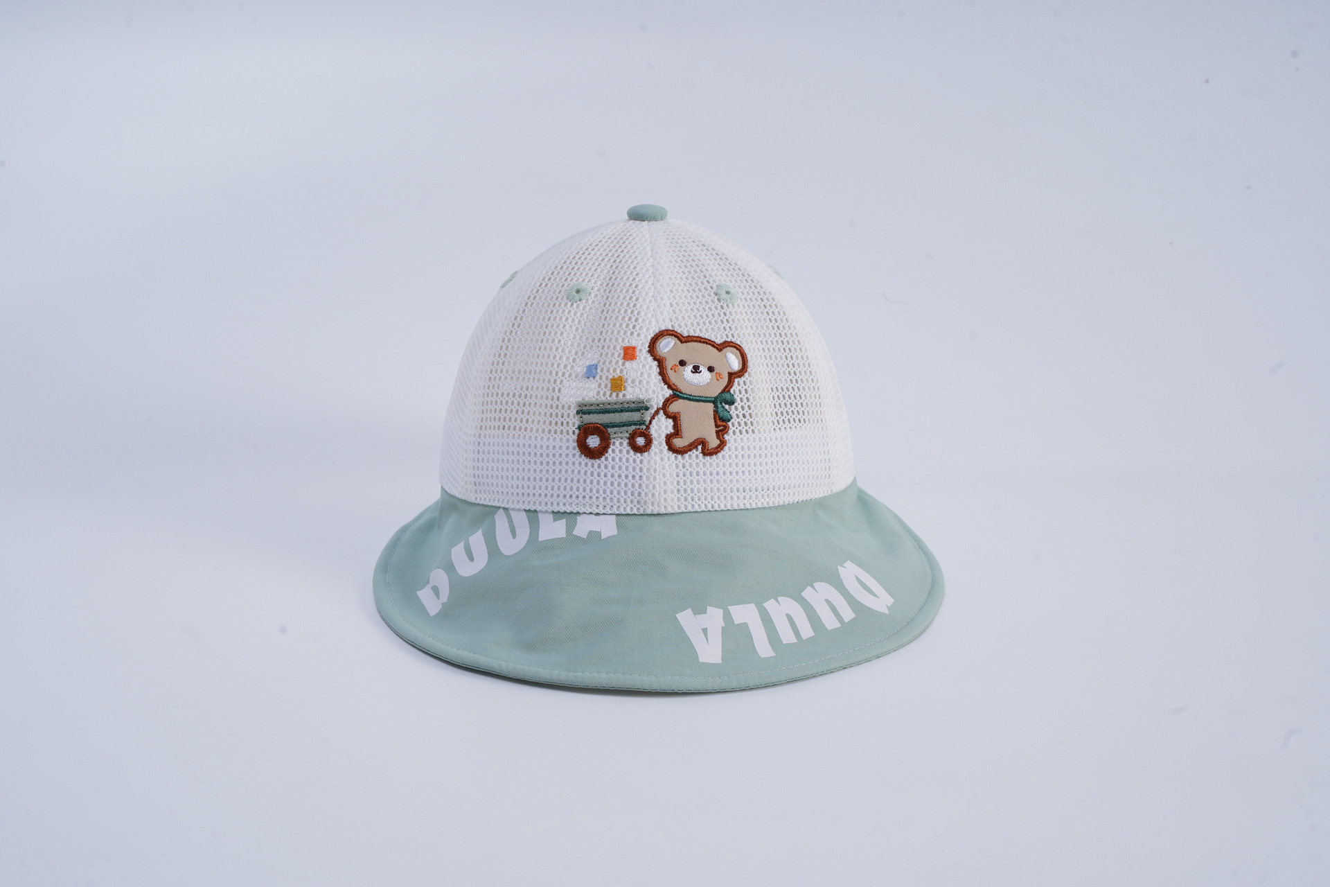 儿童防晒帽夏季新款卡通小熊网眼遮阳透气大檐太阳鸭舌棒球盆帽详情7