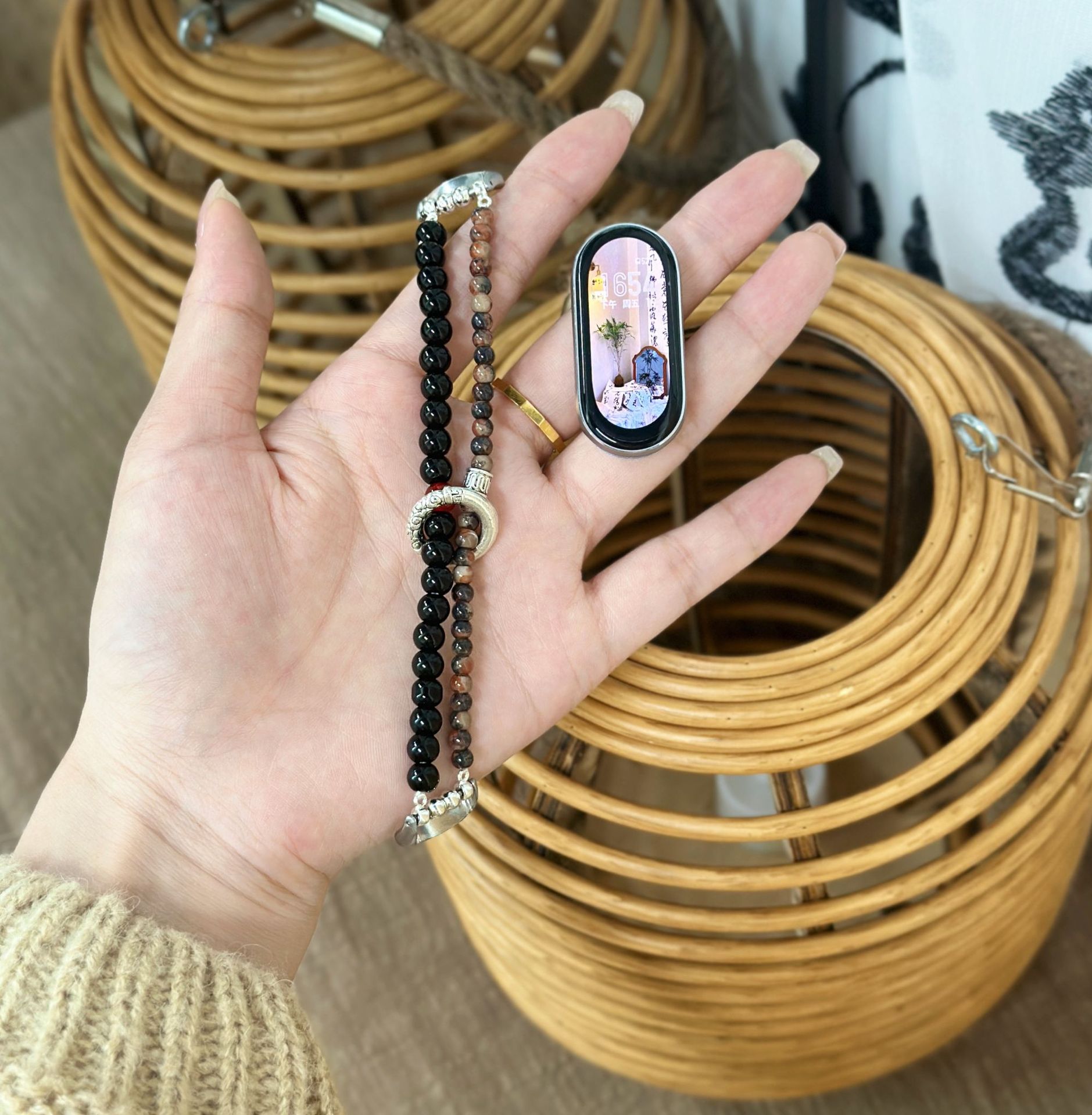 适用小米手环8表带9代串珠手绳国潮小米7/6/5/4/3NFC国风小米表带详情7