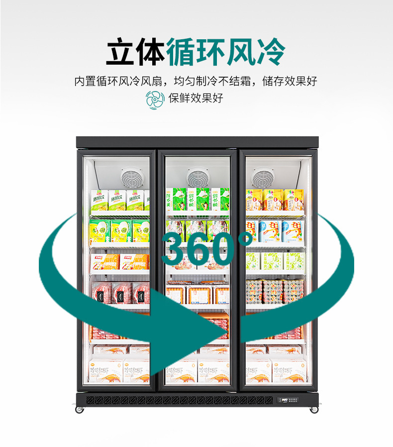 商用三门立式冷藏展示柜 超市便利店冷柜 雪糕肉类速冻冷冻柜批发详情8