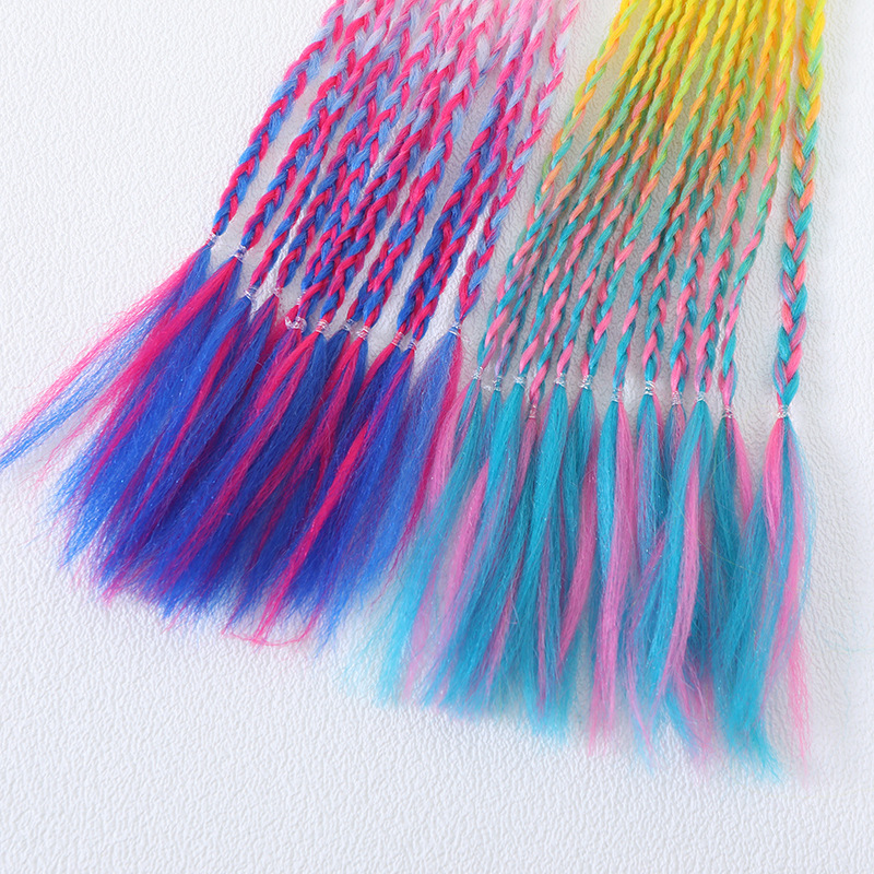 Colorful braids for children, hip-hop gradient short braids, hair bands, ponytails, dreadlocks, wigs, European and American Tibetan hair accessories pic 31