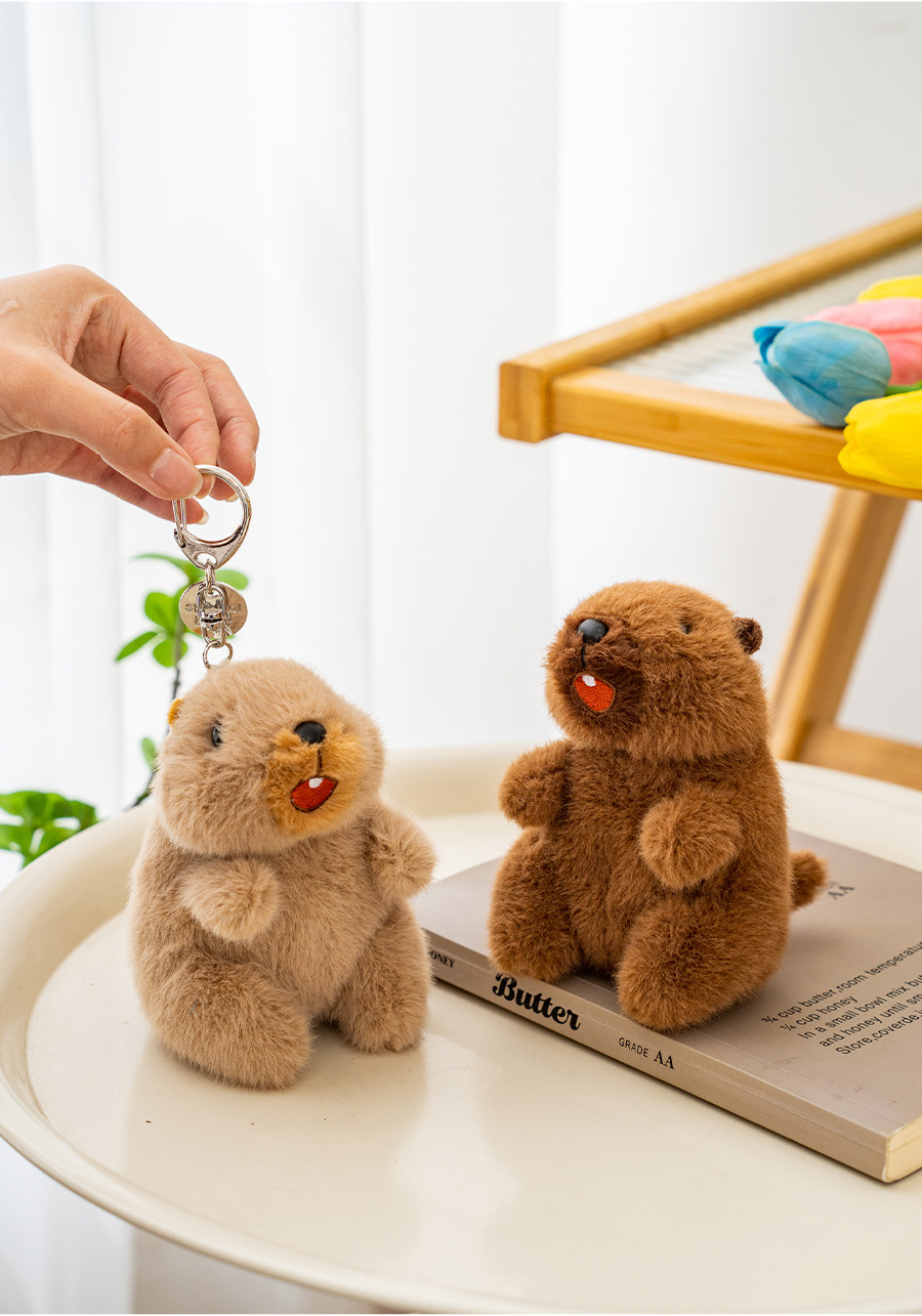 Officially authorized marmot plush keychain pendant, cute and fun functional schoolbag keychain small gift pic 1