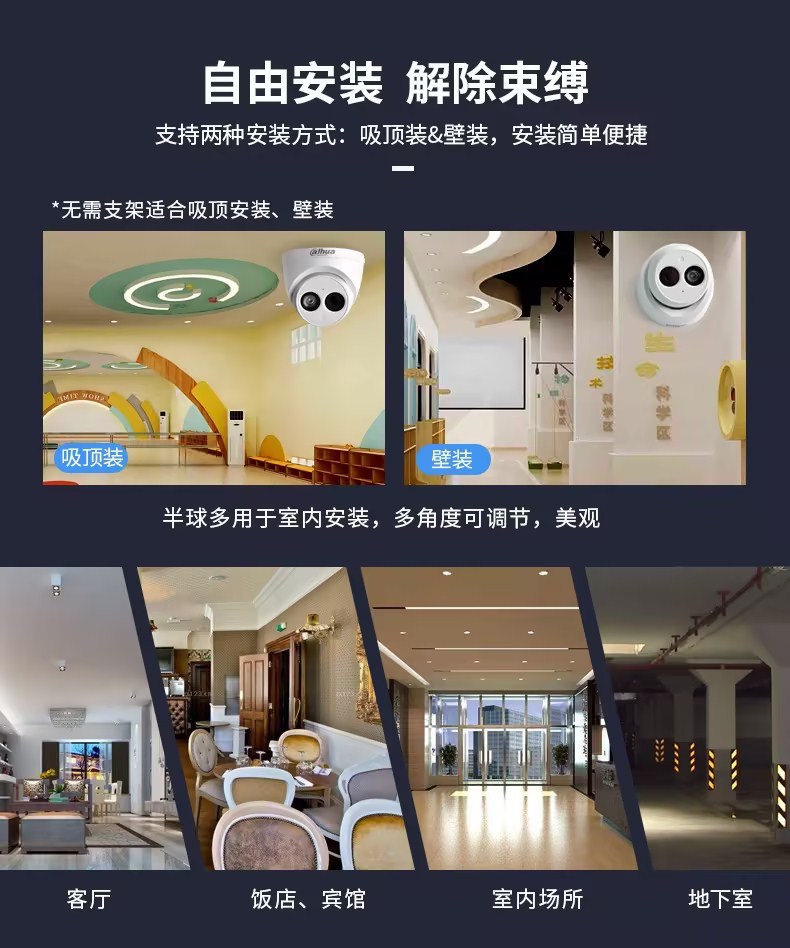 Dahua 4-megapixel camera POE high-definition night vision audio office home network Hemisphere HDW1430V-A pic 6