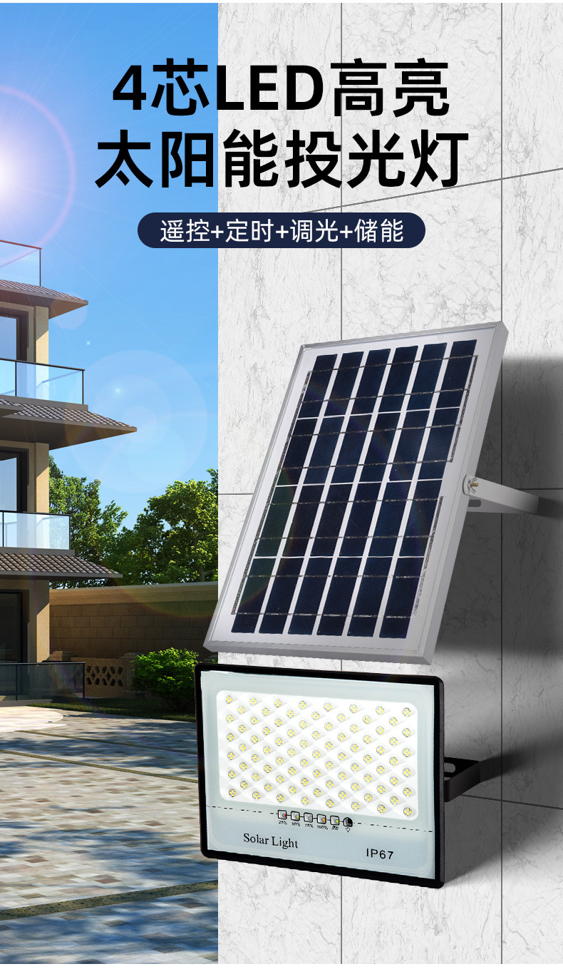 Cross-border solar lights, starry sky floodlights, household outdoor garden lights, waterproof led solar sensor lights pic 4