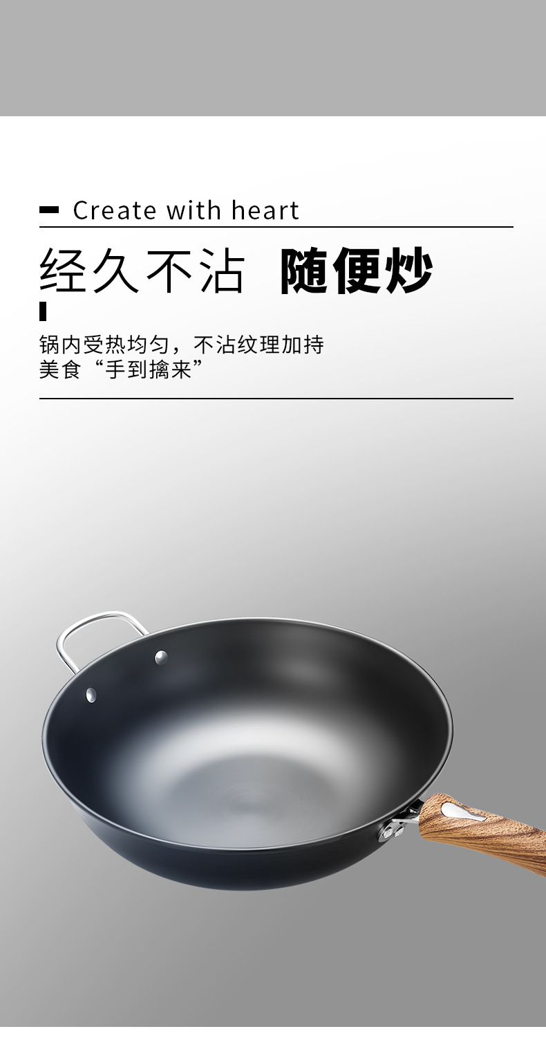 Wholesale healthy uncoated iron woks from the manufacturer, fine iron cooking woks, induction cookers, gas suitable, event gifts pic 15