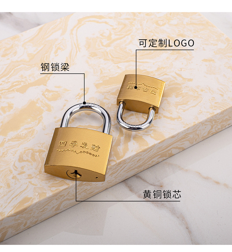 铁锁仿铜铁挂锁电力学校宿舍挂锁家用单开通开锁批发防水防锈锁详情2