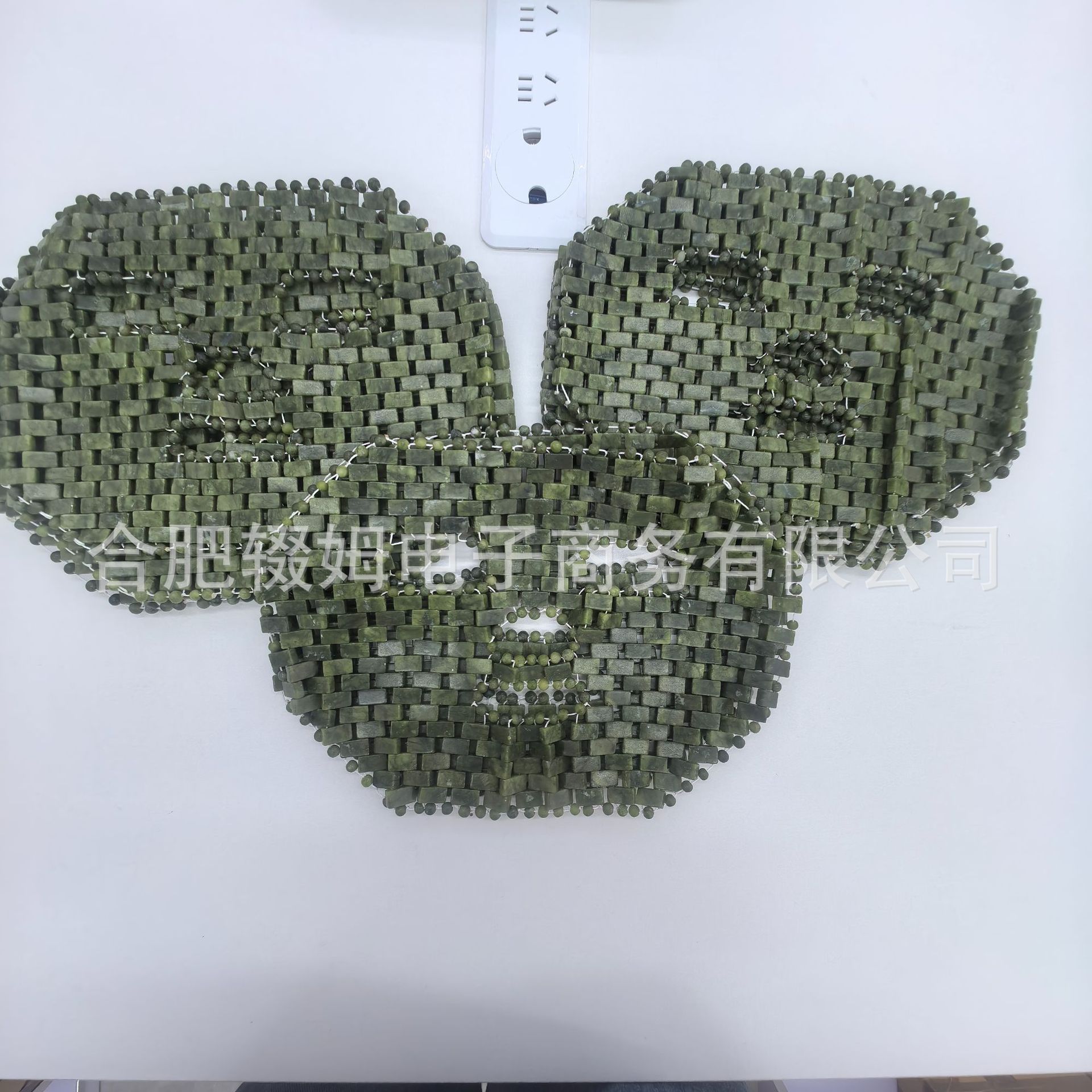 天然绿凤玉玉石面膜面罩亚马逊眼罩玉石眼帘手工编制眼部冰敷眼罩详情2
