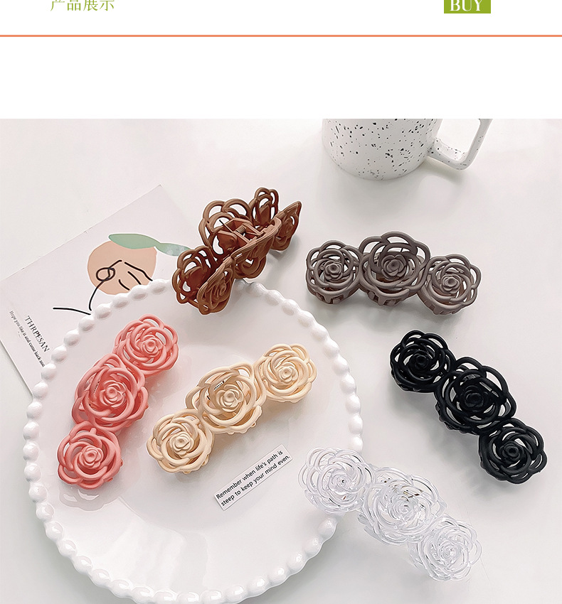 Korean-style frosted and holloomed camellia hairpin, flower hairpin, large shark hairpin, back of the head, updo hairpin, hairpin for women pic 7