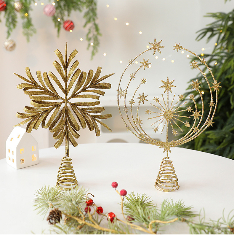 New iron Christmas tree top star decorative item, Christmas scene arrangement, Christmas tree decoration, tree top star pic 3