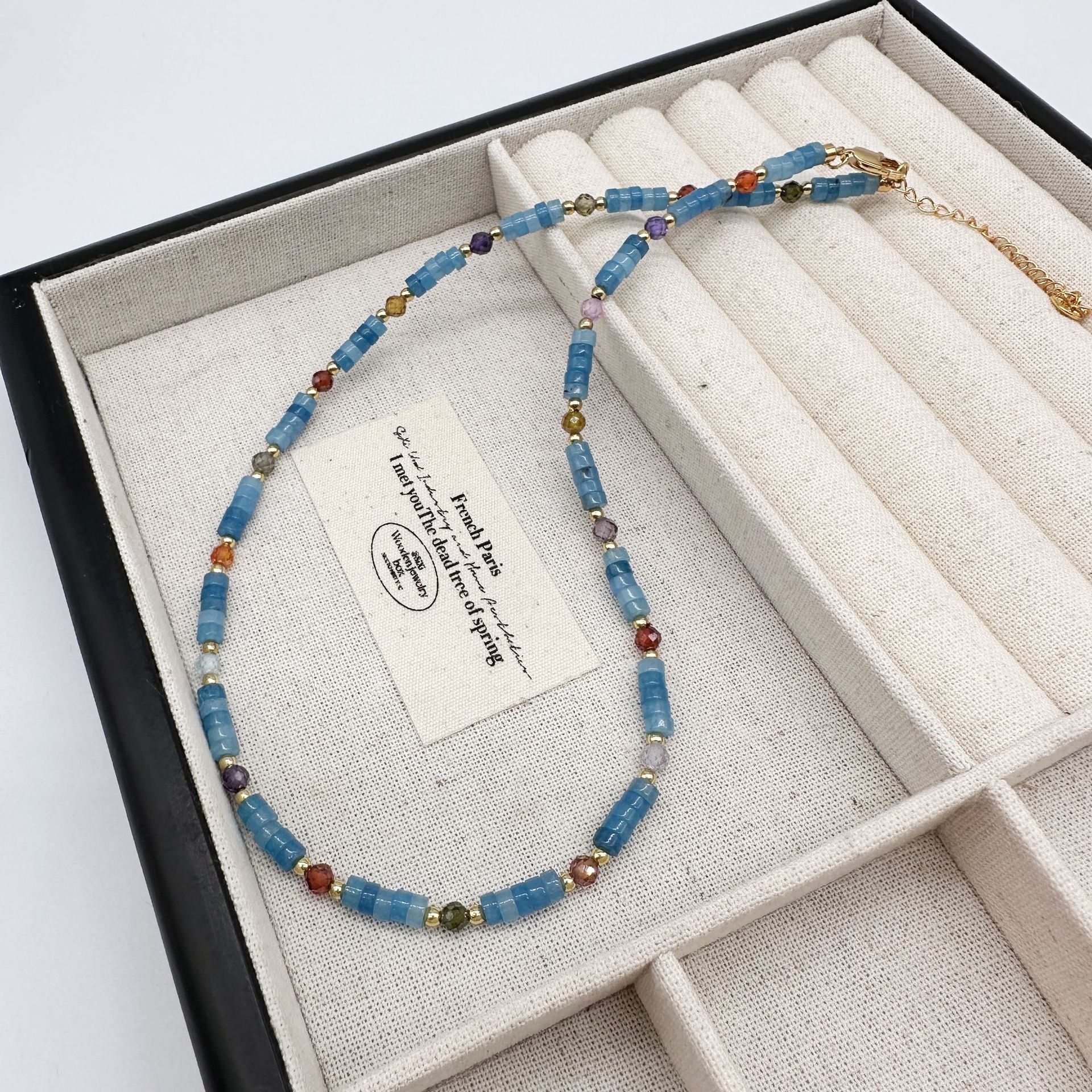 Natural stone turquoise beaded necklace, niche design, high-end collarbone chain, new Chinese style, fresh and delicate handcrafted necklace for women pic 21