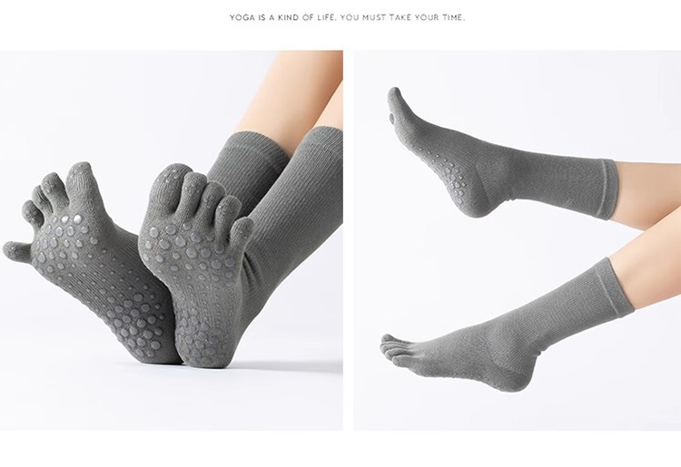 高端瑜伽袜子女微压力袜专业防滑中筒普拉提袜五指分趾运动袜详情11