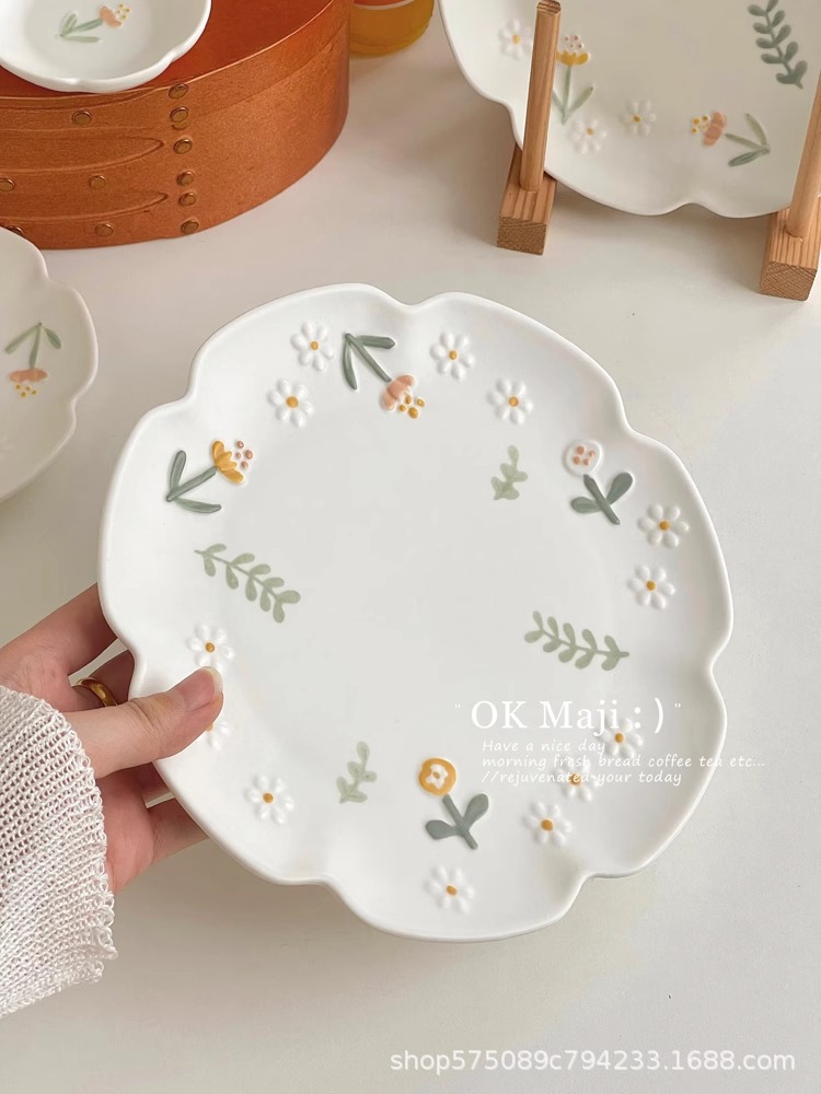 釉下彩餐具盘子菜盘家用吐骨碟陶瓷餐盘好看的可爱碟子水果甜品盘详情4