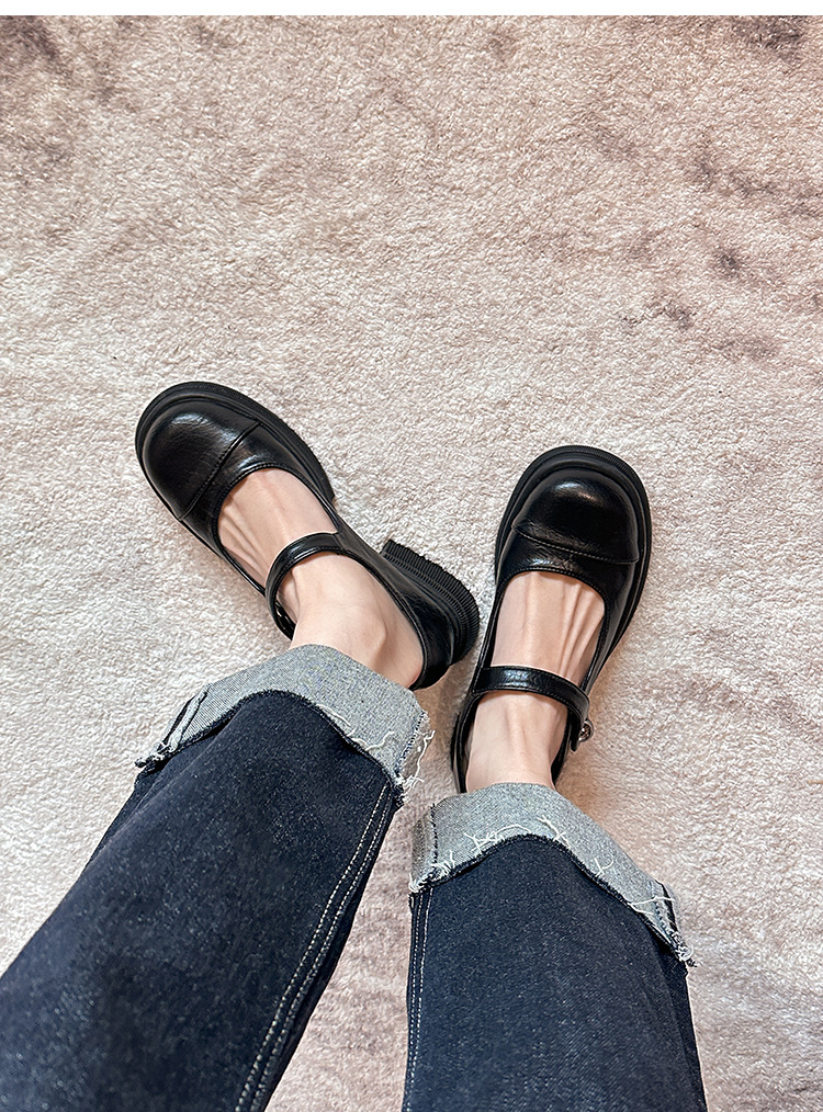 Q1-36法式复古厚底玛丽珍单鞋乐福鞋秋冬小众高级感小皮鞋女鞋黑详情16