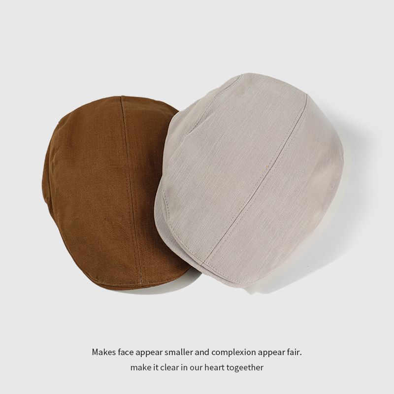 A large-headed French beret for women, spring and autumn style, wearing a vintage front hat backwards to show off the face, a small black painter newsboy hat pic 16