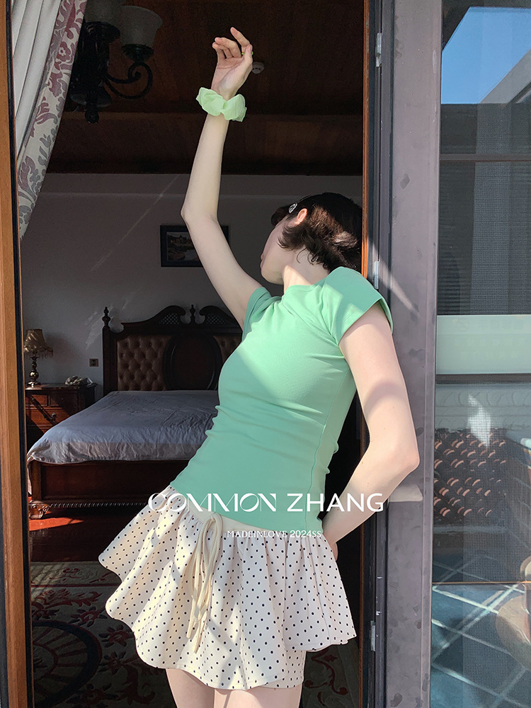 CZZHANG Summer Korean-style multi-color, niche, versatile and simple basic short-sleeved T-shirt for women A10099 pic 27