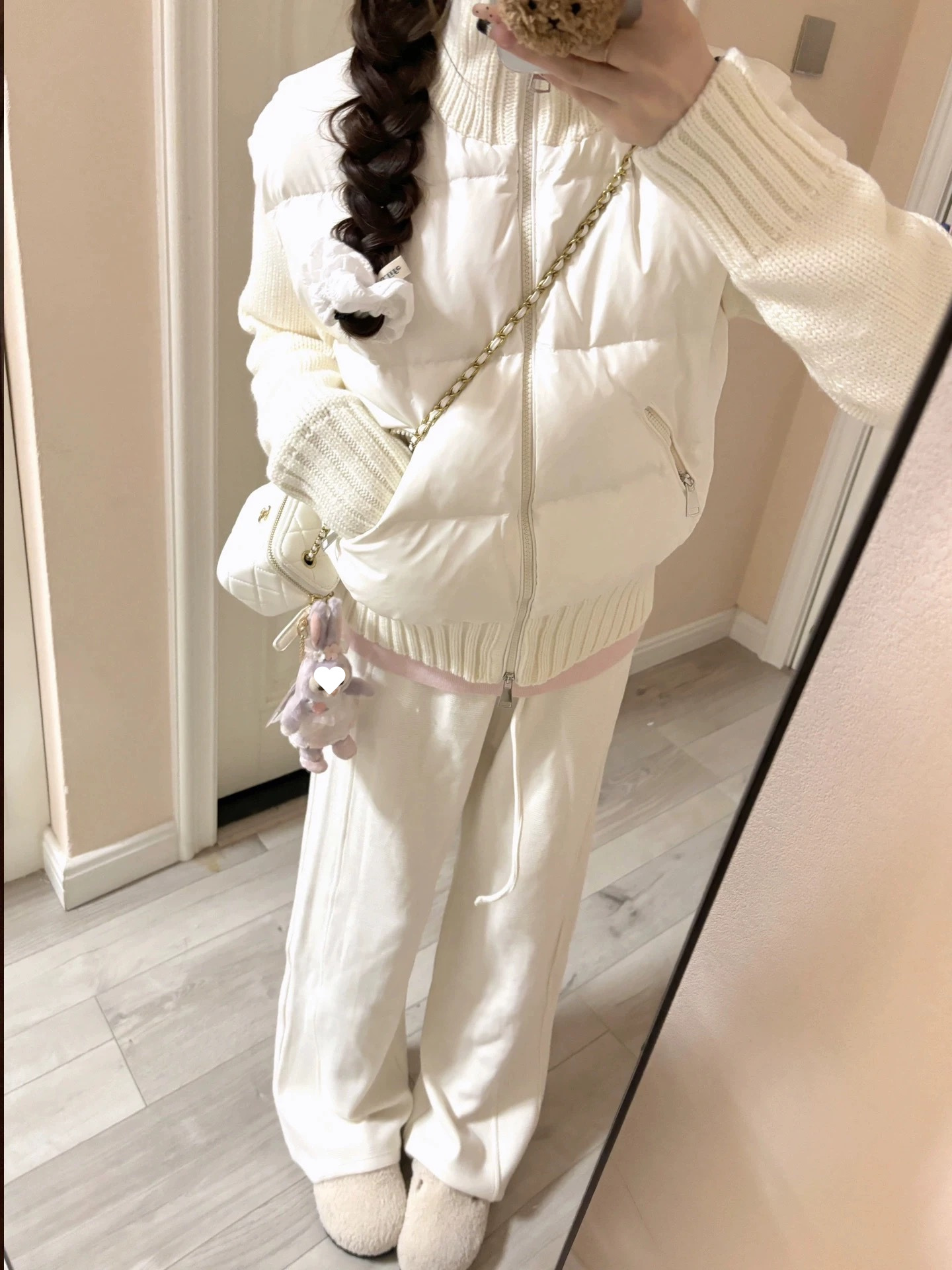 新款羽绒服女短款秋冬季2025小个子白鸭绒加厚针织袖白色轻薄外套详情2