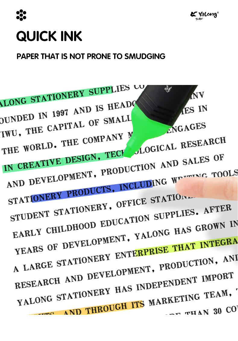 Yalong Cross-border brand Fluorescent Note Number 4PVC Color Hybrid Highlighter pic 6