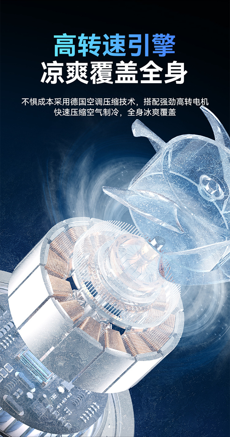 跨境多功能挂腰风扇无极调速轻音超长续航挂脖户外便携手电筒风扇M141 pic 10
