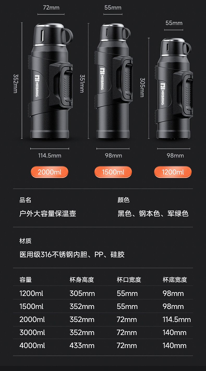 运动保温杯316食品级大容量家用户外加厚不锈钢水杯保温壶便携详情3