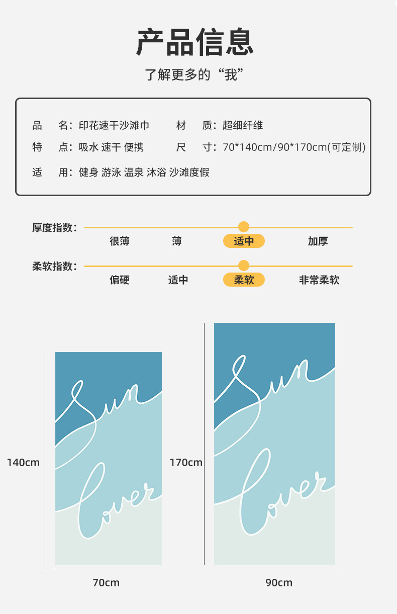 JIT定制跨境爆款沙滩巾印花超细纤维速干日光浴海边吸水沙滩浴巾详情16