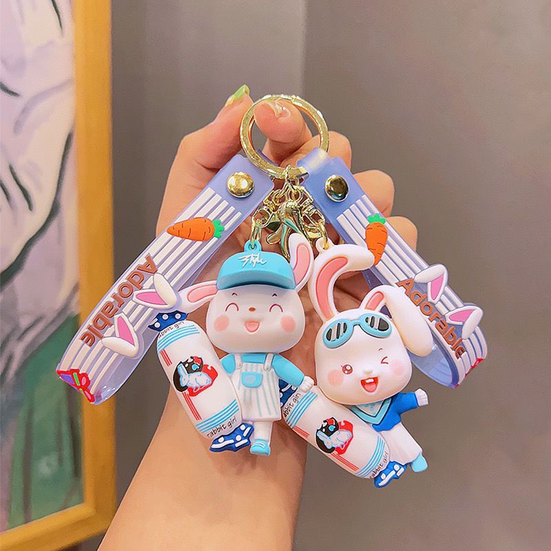 Cute cartoon milk candy rabbit keychains, creative gifts, trendy toys, car keys, exquisite bags and pendants for men and women pic 3