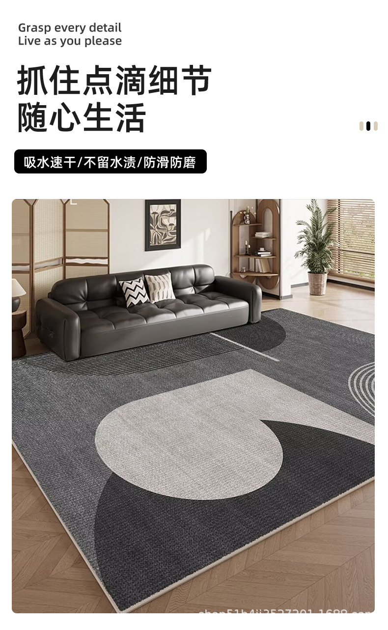跨境水晶絨客廳地毯Polyester living room carpet客厅地毯地垫详情5