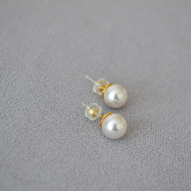 韩国Fever高亮仿家水晶珍珠650色号925银针简约耳钉耳饰女详情8