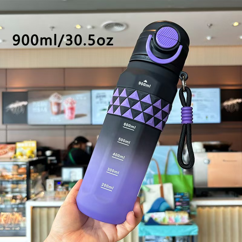 Bouncing lid plastic space cup, student outdoor fitness portable water cup, summer anti-scald, high appearance level gradient direct drinking cup pic 2