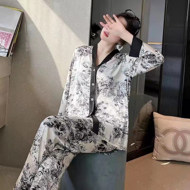 国潮水墨画四件套国潮风睡衣时尚夏季宽松舒适印花冰感家居服套装盒装详情5
