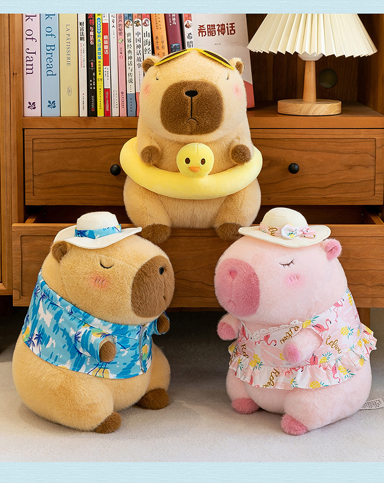跨境正版夏日风情水豚卡皮巴拉毛绒玩具公仔女生睡觉抱枕儿童礼物详情5