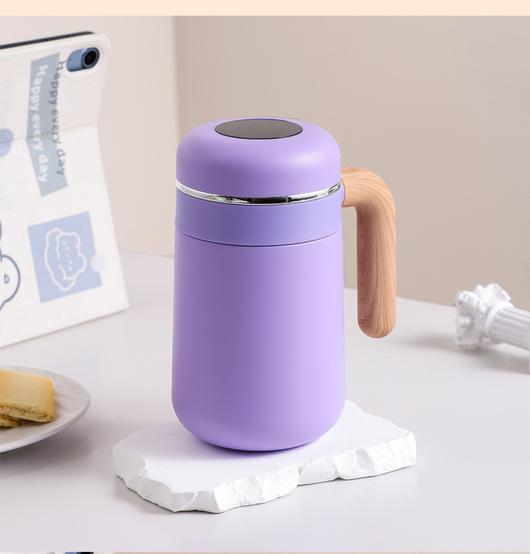 316 tazas aislantes de acero inoxidable simple mujeres de alta apariencia tazas de café horizontales simples mango de grano de madera tazas de oficina tazas de agua para estudiantes pic 10