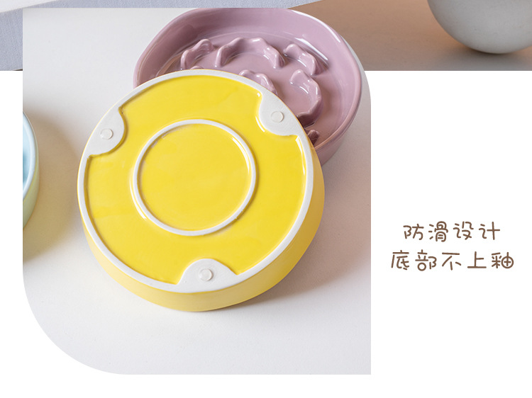 Ceramic slow food bowl, high-legged cat bowl, neck guard that is not easy to tip over, dog choke prevention bowl, pet bowl, cross-border cat food slow food basin pic 13