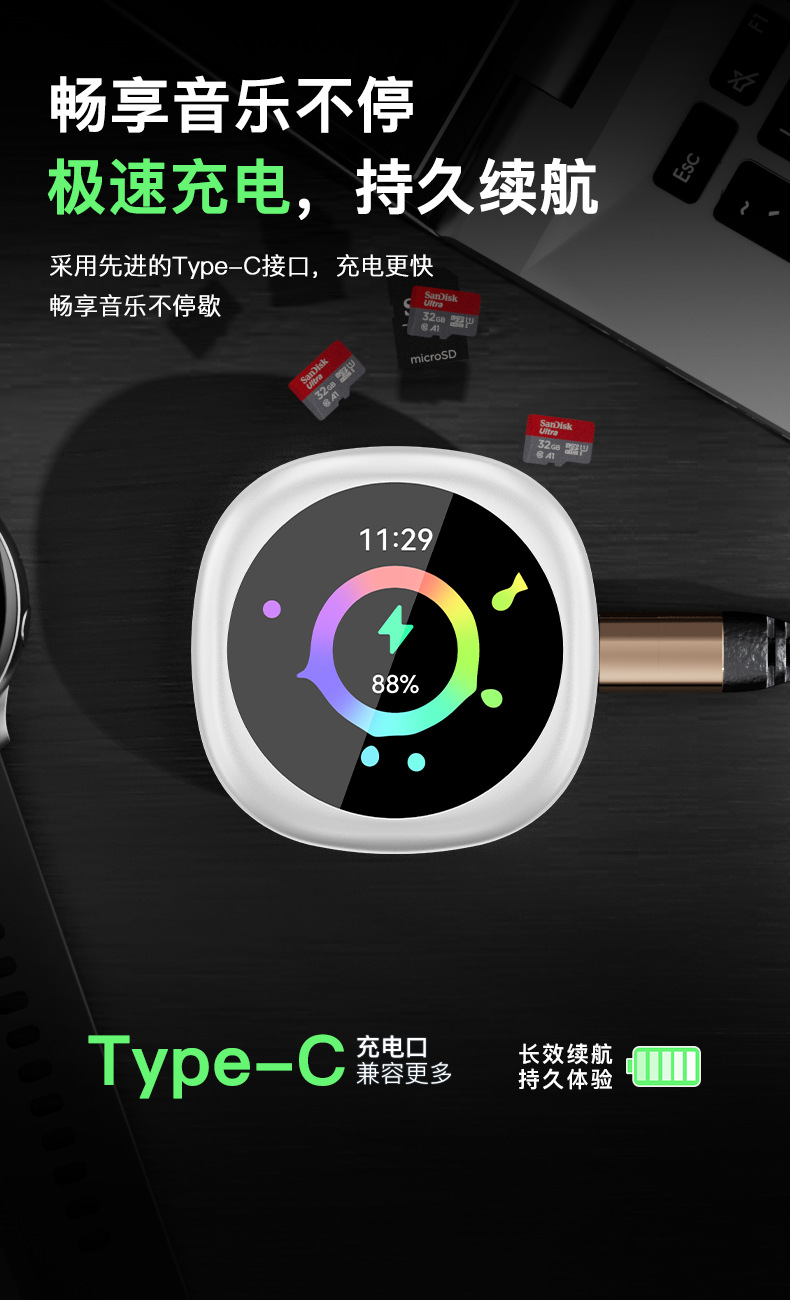 外贸跨境智能耳机AI翻译多功能闹钟数字显示屏耳机舱无线蓝牙耳机详情10