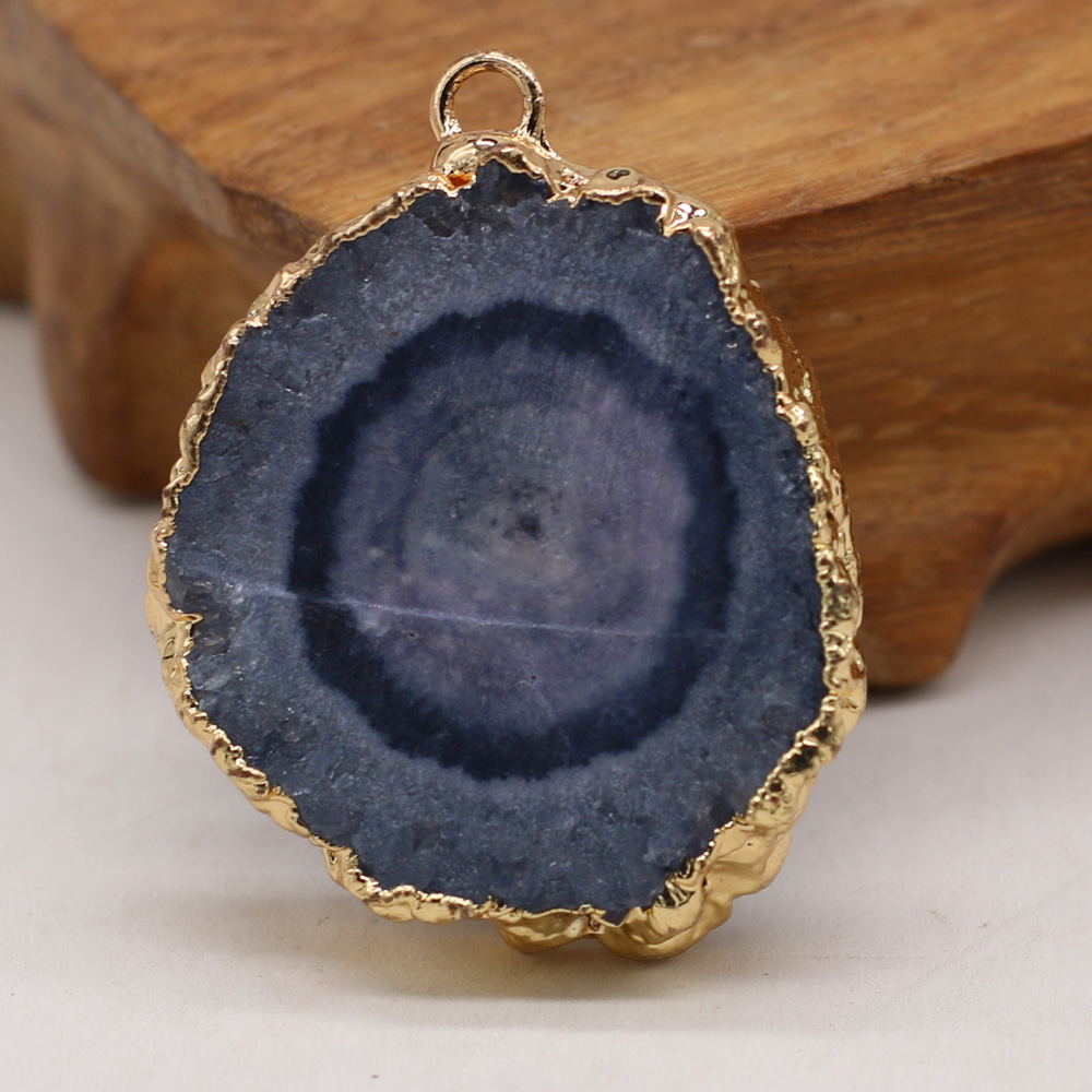 跨境天然不规则圆形玛瑙吊坠DIY饰品配件手工耳环项链制作批发详情25