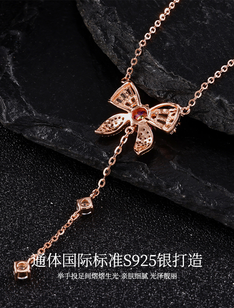 Sterling silver necklace, tassel bow necklace, accessory, high-end and elegant, ins style sweater chain, new accessory necklace pic 9