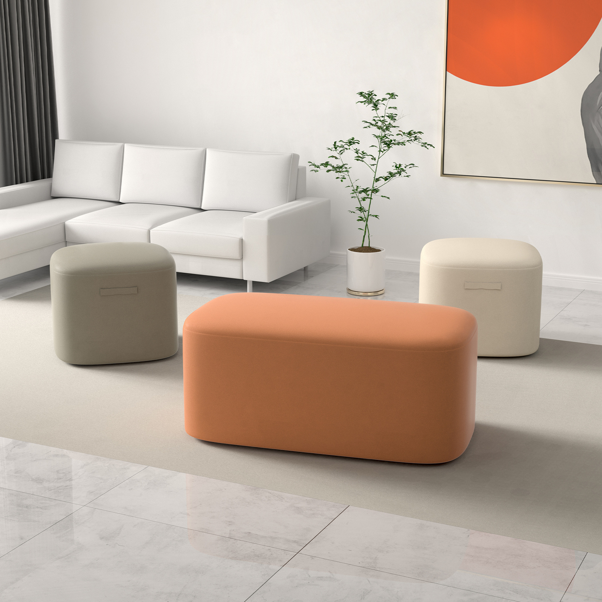 北欧沙发凳客厅家用矮凳脚踏凳网红圆凳坐墩花瓣凳子进门口换鞋凳详情4