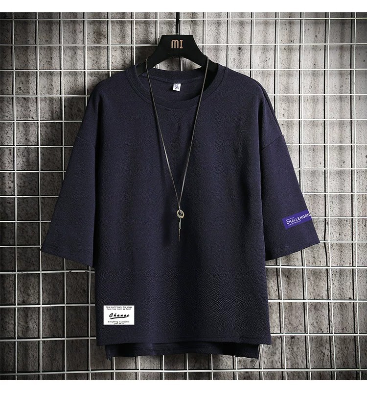 夏季七分袖t恤男短袖加肥加大码宽松五分袖中袖胖子肥佬半袖上衣详情7