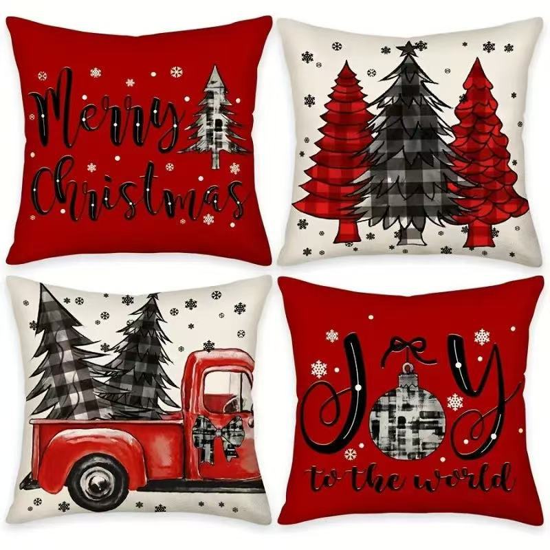 Cross-border bestseller Christmas tree print pillowcase, Christmas snowflake decorative pillowcase, new living room home pillowcase pic 18