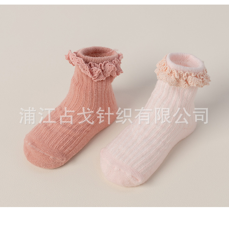 春秋季儿童袜 花边公主蕾丝边婴儿棉袜 宝宝防滑底地板袜 小孩舒适透气批发详情4