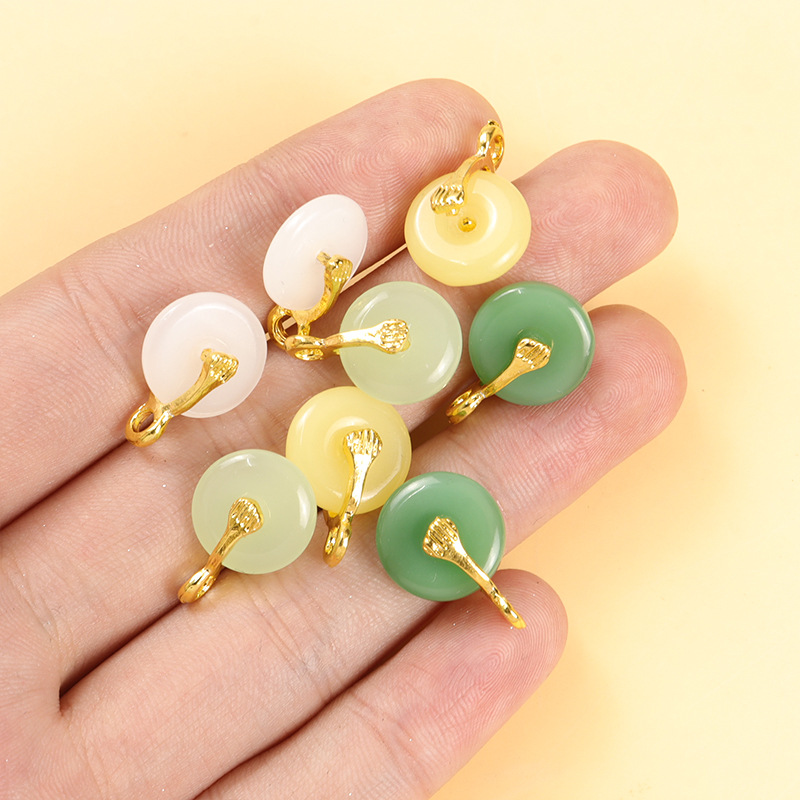 仿玉琉璃平安扣合金挂件小吊坠 diy饰品配件古风手链项链坠子材料详情8