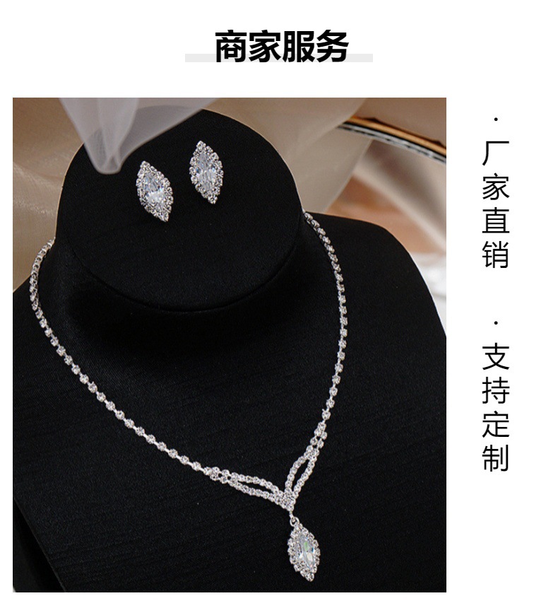 Nuevo producto explosiva novia europa y Estados Unidos cross-border jewelry wholesale/brilliant strass zircon angel tears drop collar ears pic 22