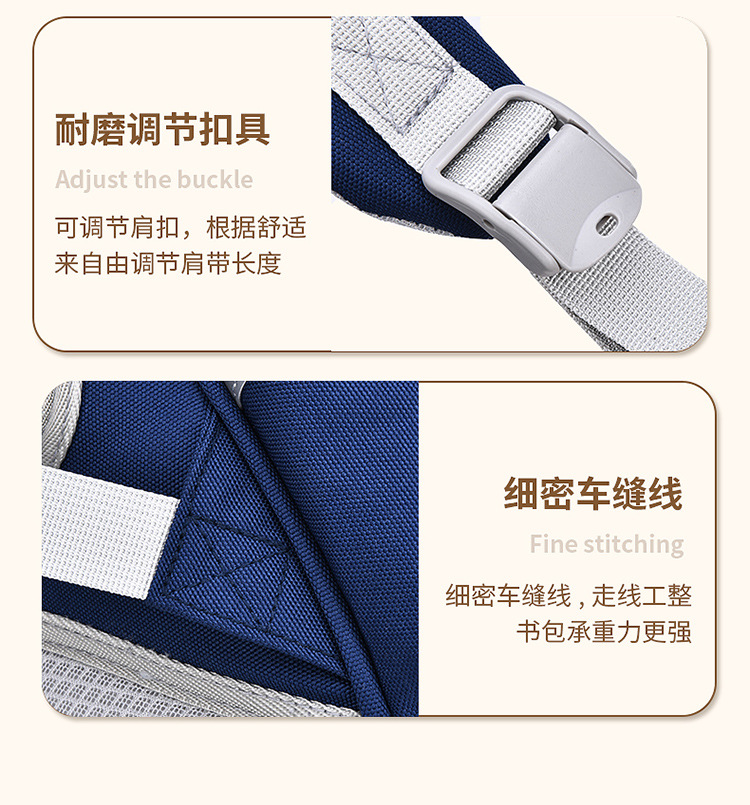 大尾猫小学生大容量轻便减负耐磨不驼背双肩背包时尚休闲大书包详情11