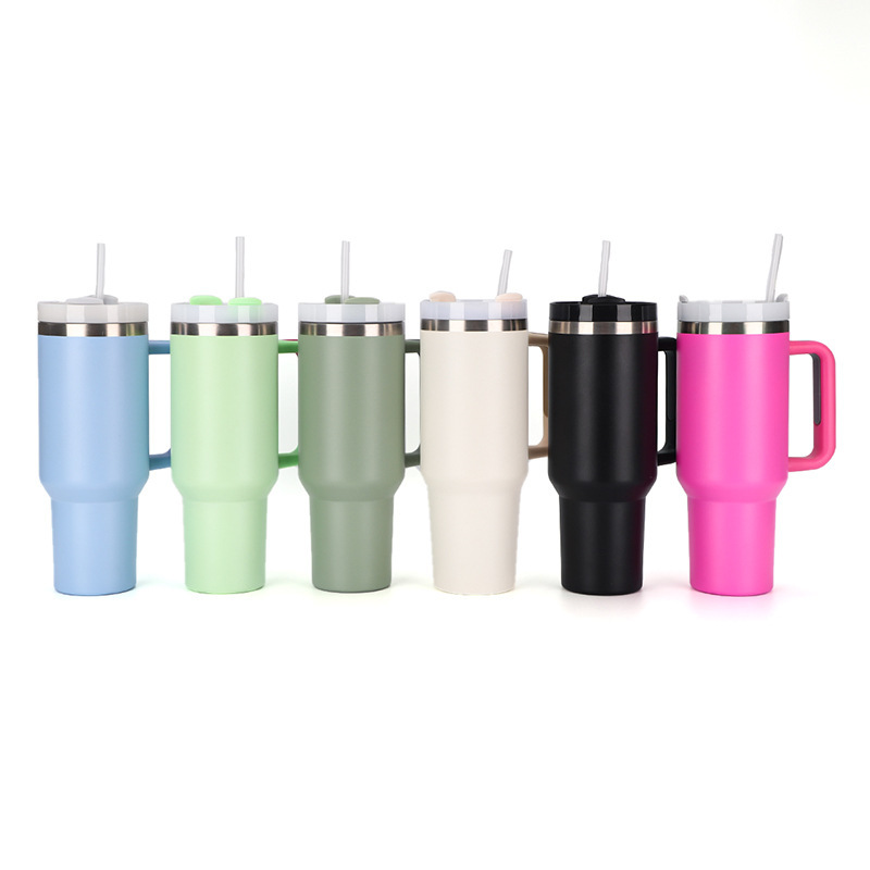 跨境热销纯色304不锈钢保温杯便携保冷时尚汽车杯户外简约吸管杯详情5