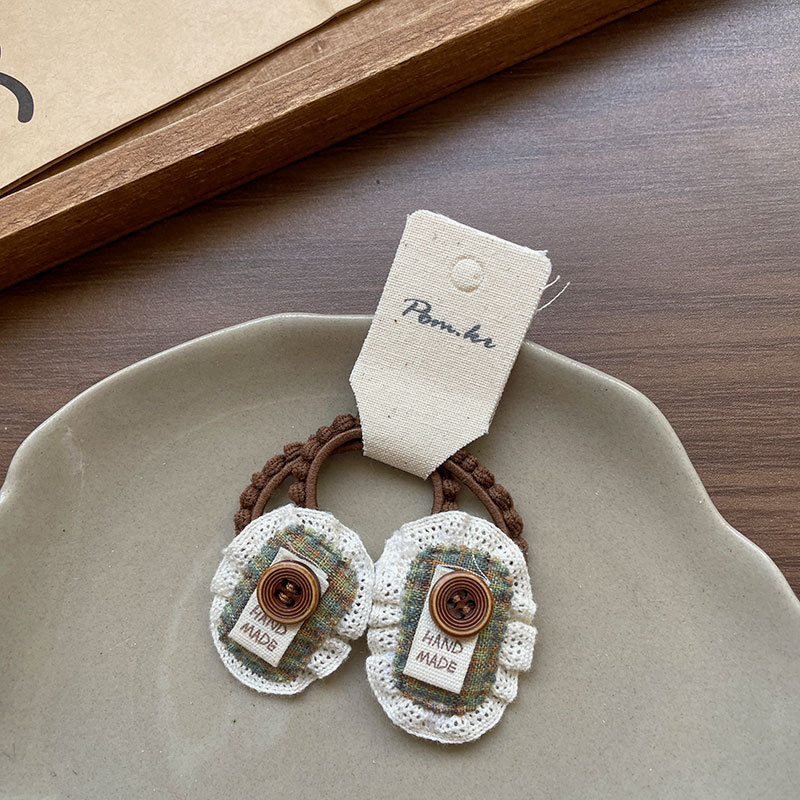 New Korean-style checkered lace hair clips, retro autumn and winter children's handcrafted fabric side fringe hair clips for women pic 11