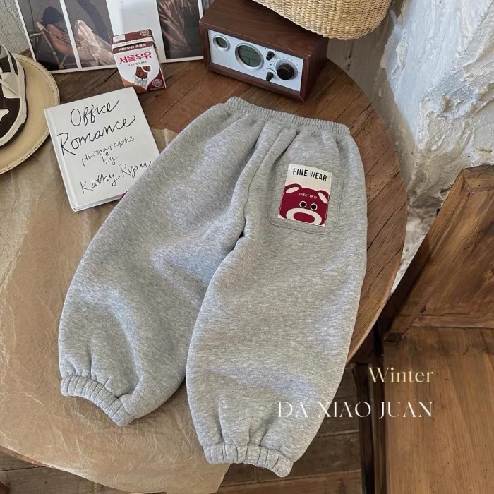 冬季新款加绒加厚休闲裤儿童卫裤童装男女童洋气卡通一体绒宝宝裤详情4