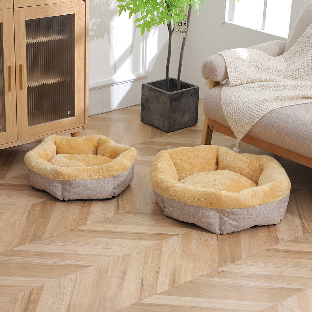 Winter thickened plush pet sleeping beds that can be disassembled and washed, Arctic fleece upturned cat beds, thickened PP cotton dog beds wholesale pic 11